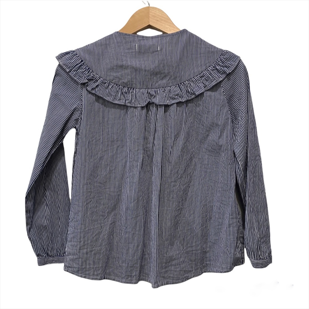 Zara Girls Striped Ruffle Button Front Shirt - Picture 4 of 10